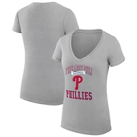G-III 4Her by Carl Banks Philadelphia Phillies Super-Slim Fit Lightweight Team Logo Graphic V-Neck T-Shirt