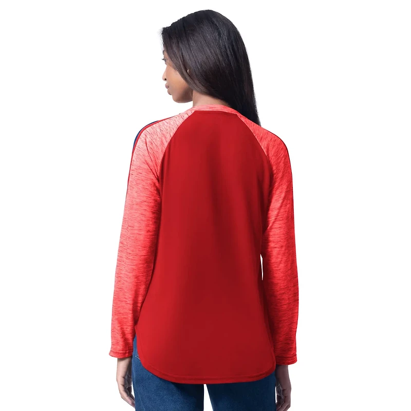 G-III 4Her by Carl Banks Philadelphia Phillies Top Dog Raglan Long Sleeve V-Neck T-Shirt