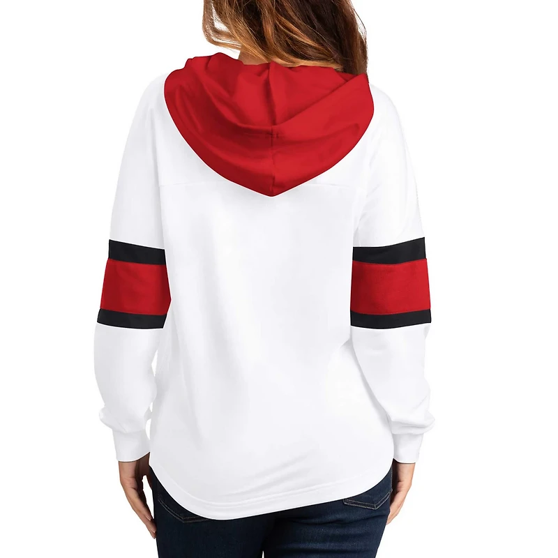 G-III 4Her by Carl Banks Red Carolina Hurricanes Goal Zone Long Sleeve Lace-Up Hoodie T-Shirt