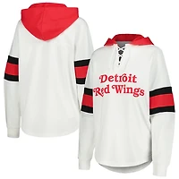 G-III 4Her by Carl Banks Red Detroit Wings Goal Zone Long Sleeve Lace-Up Hoodie T-Shirt
