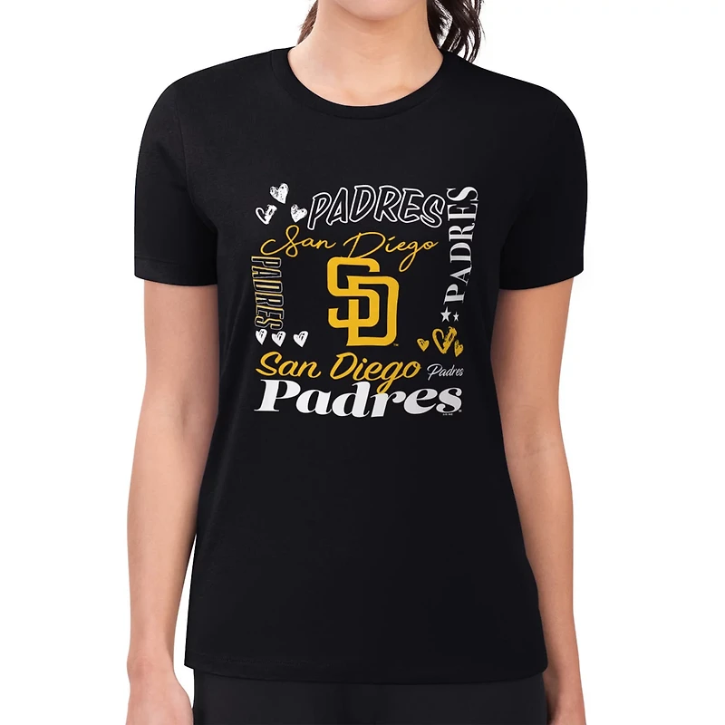 G-III 4Her by Carl Banks San Diego Padres Super-Slim Fit Lightweight Collage Team Graphic Crew Neck T-Shirt