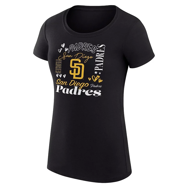 G-III 4Her by Carl Banks San Diego Padres Super-Slim Fit Lightweight Collage Team Graphic Crew Neck T-Shirt