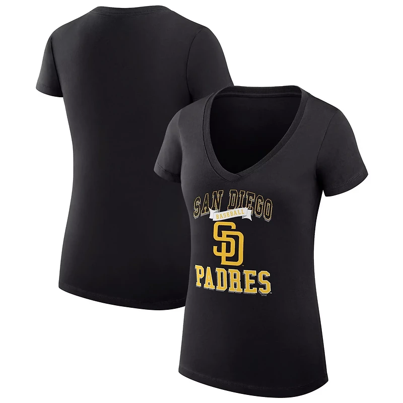 G-III 4Her by Carl Banks San Diego Padres Super-Slim Fit Lightweight Team Logo Graphic V-Neck T-Shirt