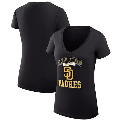 G-III 4Her by Carl Banks San Diego Padres Super-Slim Fit Lightweight Team Logo Graphic V-Neck T-Shirt