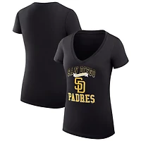 G-III 4Her by Carl Banks San Diego Padres Super-Slim Fit Lightweight Team Logo Graphic V-Neck T-Shirt