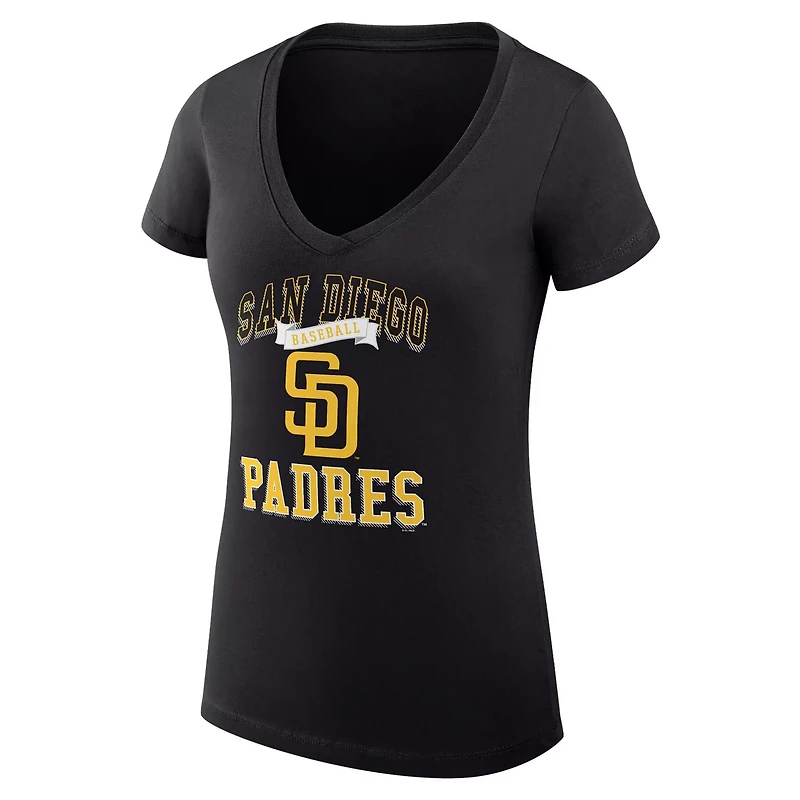 G-III 4Her by Carl Banks San Diego Padres Super-Slim Fit Lightweight Team Logo Graphic V-Neck T-Shirt