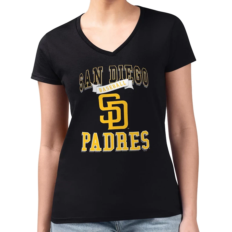 G-III 4Her by Carl Banks San Diego Padres Super-Slim Fit Lightweight Team Logo Graphic V-Neck T-Shirt
