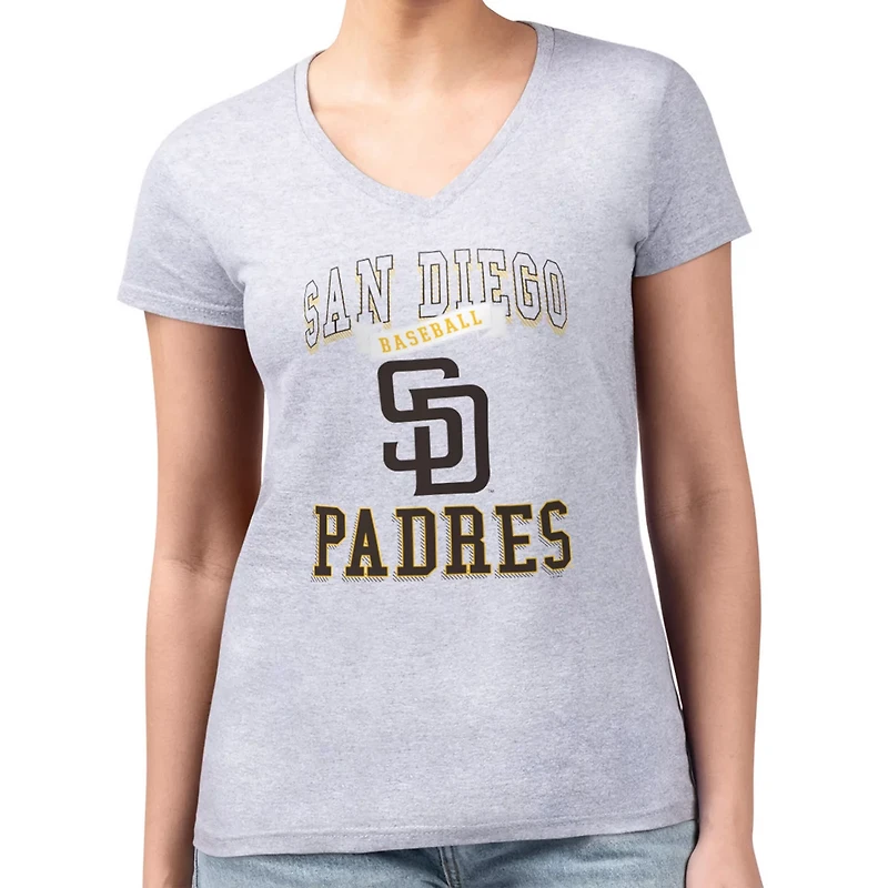 G-III 4Her by Carl Banks San Diego Padres Super-Slim Fit Lightweight Team Logo Graphic V-Neck T-Shirt