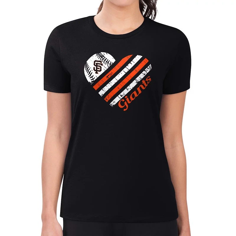 G-III 4Her by Carl Banks San Francisco Giants Super-Slim Fit Lightweight Heart Graphic T-Shirt