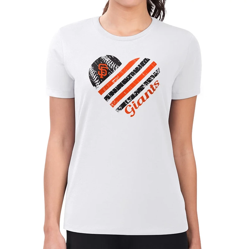 G-III 4Her by Carl Banks San Francisco Giants Super-Slim Fit Lightweight Heart Graphic T-Shirt