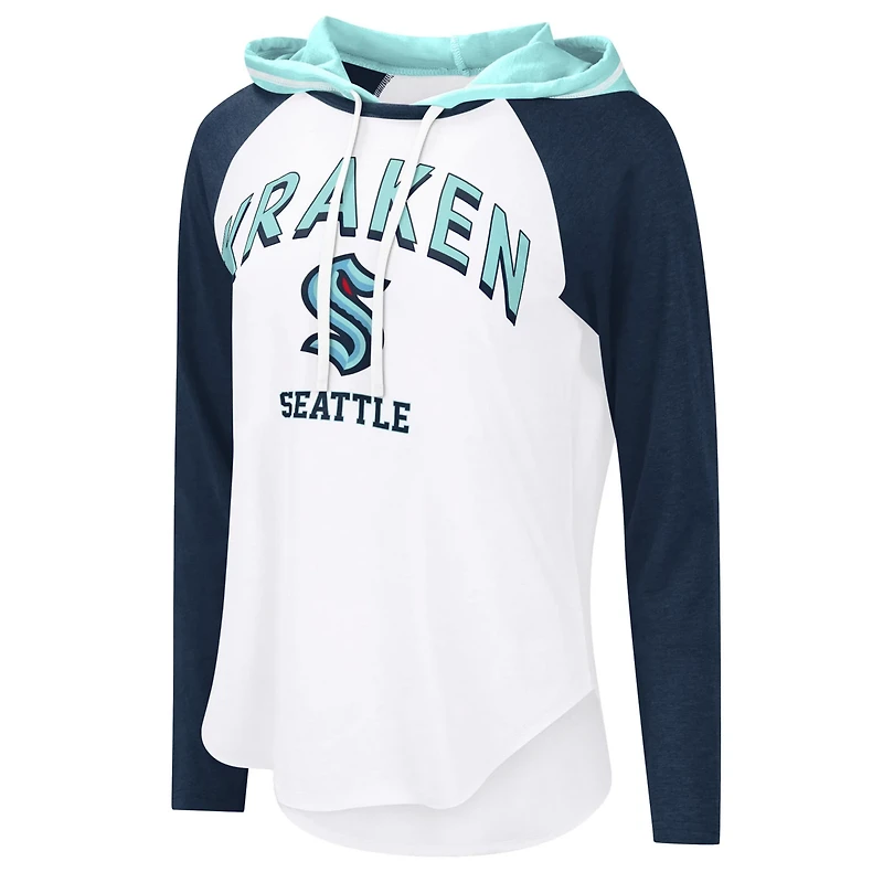 G-III 4Her by Carl Banks Seattle Kraken VIP Raglan Long Sleeve Hoodie T-Shirt