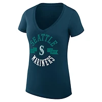 G-III 4Her by Carl Banks Seattle Mariners Super-Slim Fit Lightweight City Graphic V-Neck T-Shirt