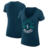 G-III 4Her by Carl Banks Seattle Mariners Super-Slim Fit Lightweight City Graphic V-Neck T-Shirt