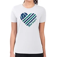 G-III 4Her by Carl Banks Seattle Mariners Super-Slim Fit Lightweight Heart Graphic T-Shirt