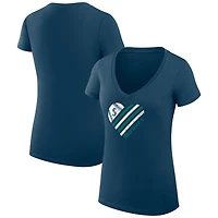 G-III 4Her by Carl Banks Seattle Mariners Super-Slim Fit Lightweight Heart V-Neck T-Shirt