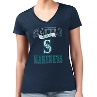 G-III 4Her by Carl Banks Seattle Mariners Super-Slim Fit Lightweight Team Logo Graphic V-Neck T-Shirt