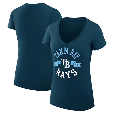 G-III 4Her by Carl Banks Tampa Bay Rays Super-Slim Fit Lightweight City Graphic V-Neck T-Shirt