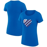 G-III 4Her by Carl Banks Texas Rangers Super-Slim Fit Lightweight Heart Graphic T-Shirt