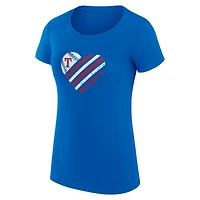 G-III 4Her by Carl Banks Texas Rangers Super-Slim Fit Lightweight Heart Graphic T-Shirt