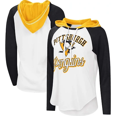 G-III Sports by Carl Banks Heather Black Pittsburgh Penguins MVP Raglan Lightweight Hooded T-Shirt