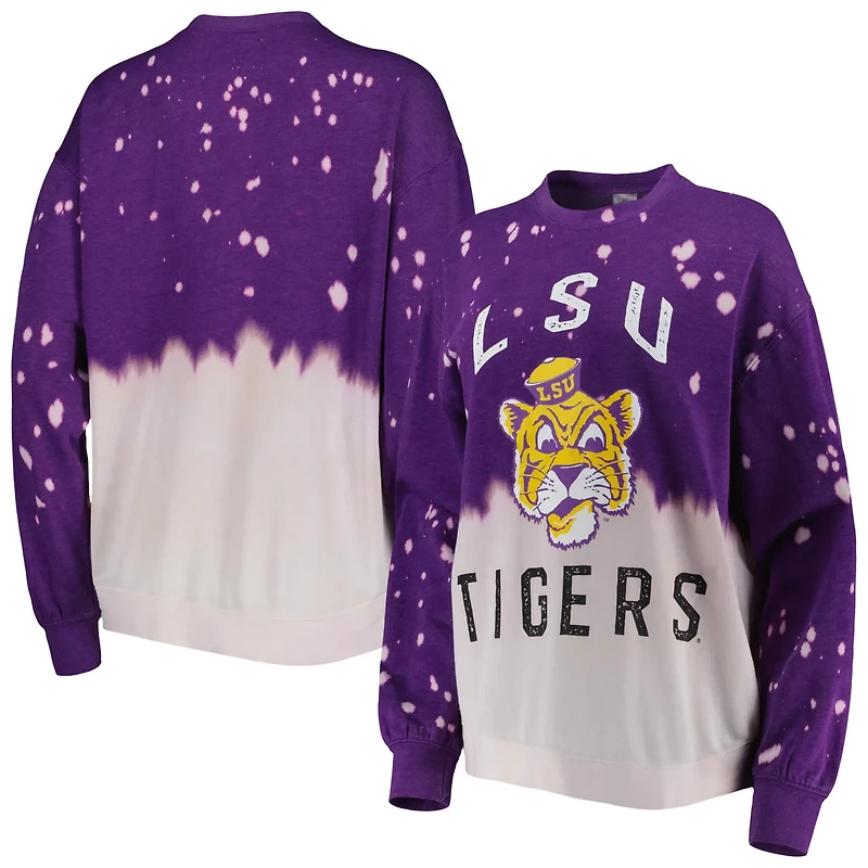 Gameday Couture LSU Tigers Twice As Nice Faded Dip-Dye Pullover Long Sleeve Top