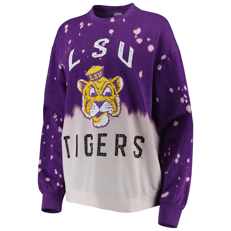 Gameday Couture LSU Tigers Twice As Nice Faded Dip-Dye Pullover Long Sleeve Top