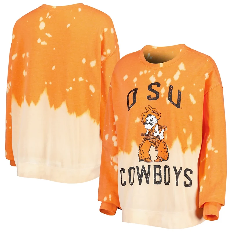 Gameday Couture Oklahoma State Cowboys Twice As Nice Faded Dip-Dye Pullover Long Sleeve Top
