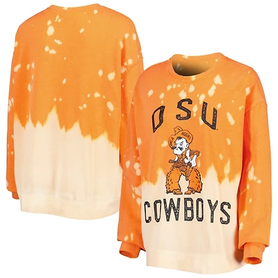 Gameday Couture Oklahoma State Cowboys Twice As Nice Faded Dip-Dye Pullover Long Sleeve Top