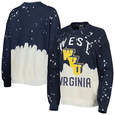 Gameday Couture West Virginia Mountaineers Twice As Nice Faded Dip-Dye Pullover Long Sleeve Top
