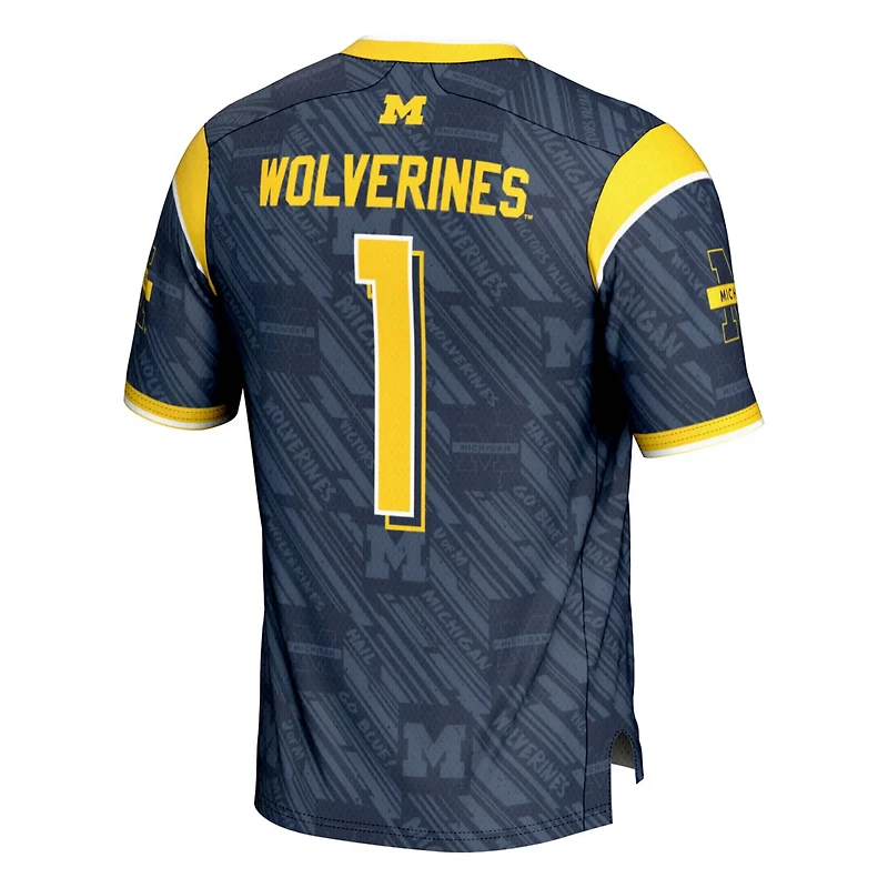 GameDay Greats 1 Michigan Wolverines Highlight Print Football Fashion Jersey