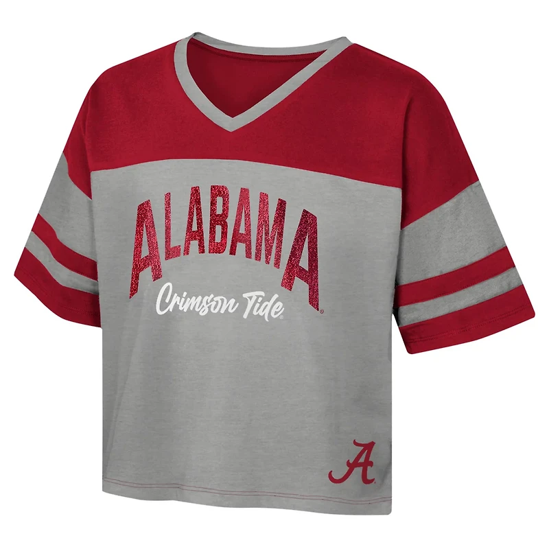 Girls Youth Alabama Tide The Playmaker Sleeve Stripe V-Neck Jersey T-Shirt