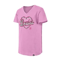 Girl's Youth New Era Boston Bruins Flip Sequin V-Neck T-Shirt