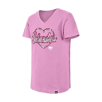 Girl's Youth New Era York Islanders Flip Sequin V-Neck T-Shirt