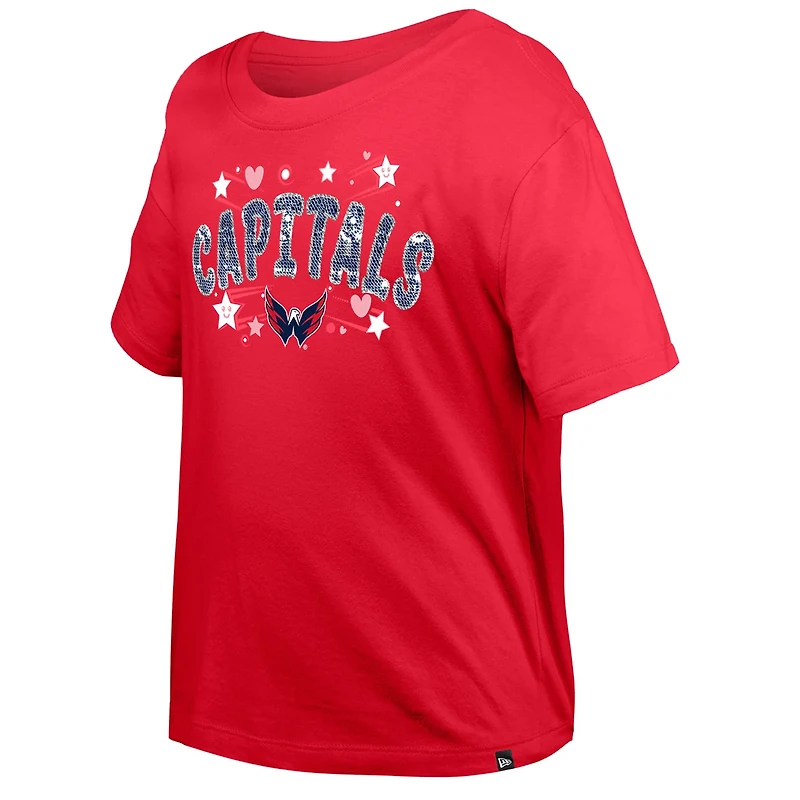 Girl's Youth New Era Washington Capitals Flip Sequin T-Shirt