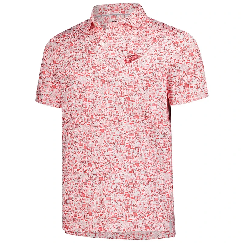 johnnie-O White Detroit Wings Slapshot Polo