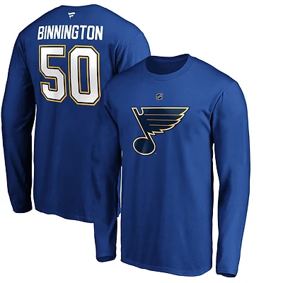Jordan Binnington St Louis s Authentic Stack Name Number Long Sleeve T-Shirt