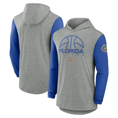 Jordan Brand Florida Gators Basketball Color-Block Tri-Blend Dri-FIT Long Sleeve Hoodie T-Shirt