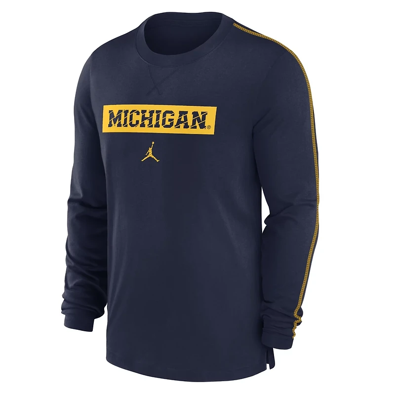 Jordan Brand Michigan Wolverines 2024 Sideline Player Tri-Blend Performance Long Sleeve T-Shirt