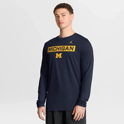 Jordan Brand Michigan Wolverines Primetime Campus 2-Hit Legend Dri-FIT Long Sleeve T-Shirt