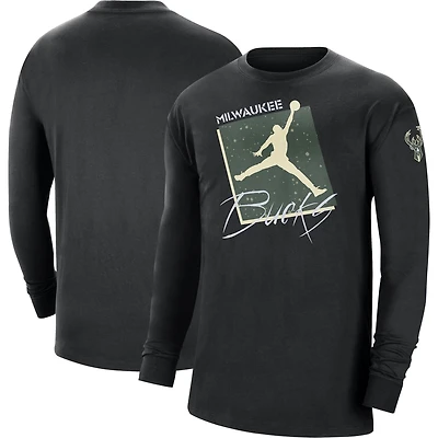 Jordan Brand Milwaukee Bucks Courtside Max 90 Vintage Wash Statement Edition Long Sleeve T-Shirt