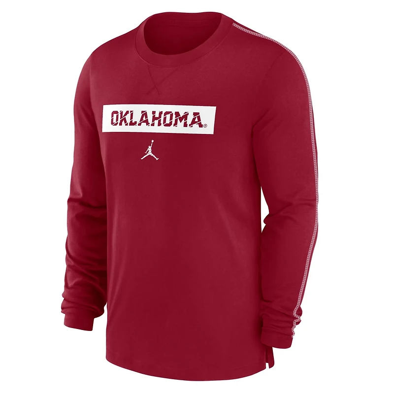 Jordan Brand Oklahoma Sooners 2024 Sideline Player Tri-Blend Performance Long Sleeve T-Shirt