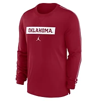 Jordan Brand Oklahoma Sooners 2024 Sideline Player Tri-Blend Performance Long Sleeve T-Shirt