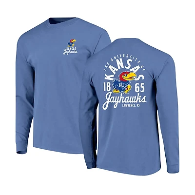 Kansas Jayhawks Comfort Colors Mascot Overlay Long Sleeve T-Shirt