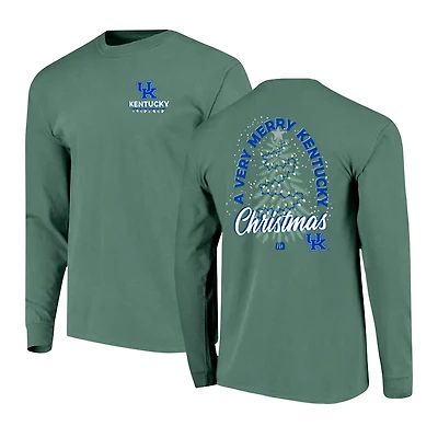 Kentucky Wildcats Comfort Colors Merry Christmas Tree Long Sleeve T-Shirt