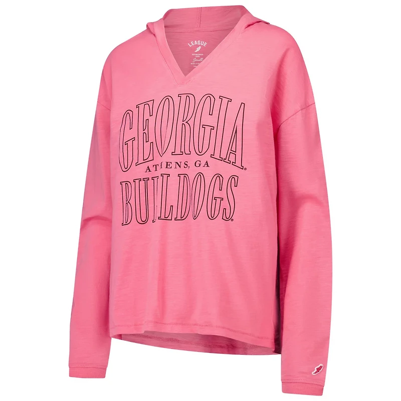League Collegiate Wear Georgia Bulldogs Slub Long Sleeve V-Neck Hoodie T-Shirt