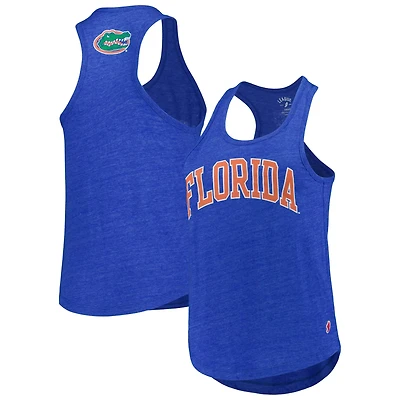 League Collegiate Wear Heather Florida Gators Two-Hit Intramural Tri-Blend Scoop Neck Racerback Tank Top