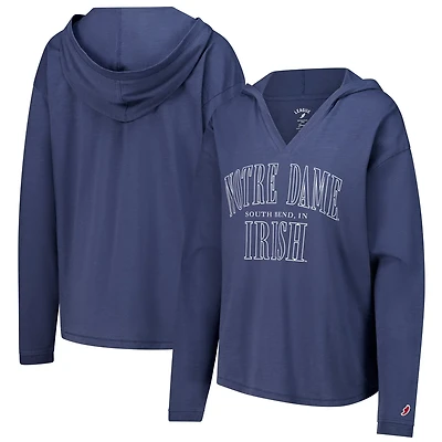 League Collegiate Wear Notre Dame Fighting Irish Slub Long Sleeve V-Neck Hoodie T-Shirt