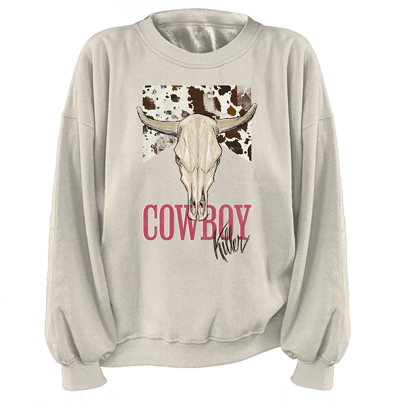 Lol Women's Cowboy Killer Graphic Long Sleeve Crew Fleece