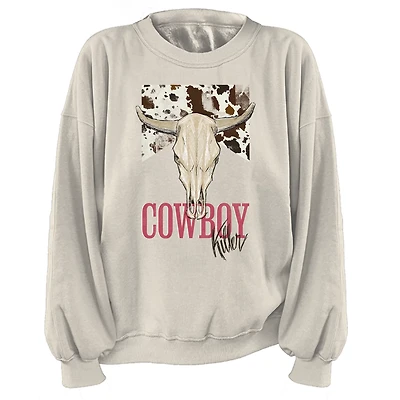 Lol Women's Cowboy Killer Graphic Long Sleeve Crew Fleece