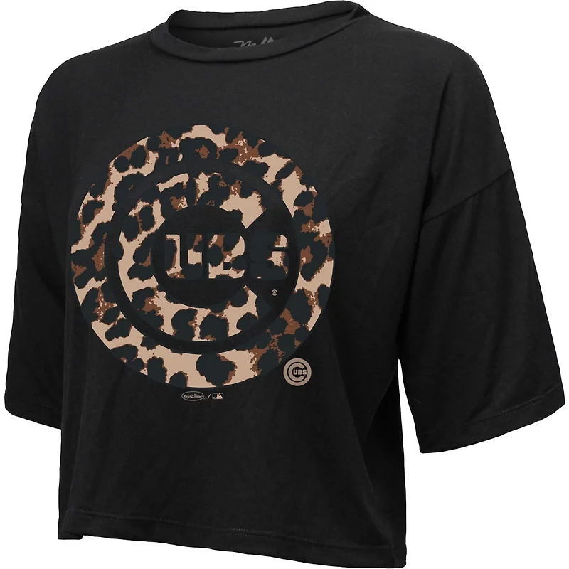Majestic Threads Chicago Cubs Leopard Cropped T-Shirt